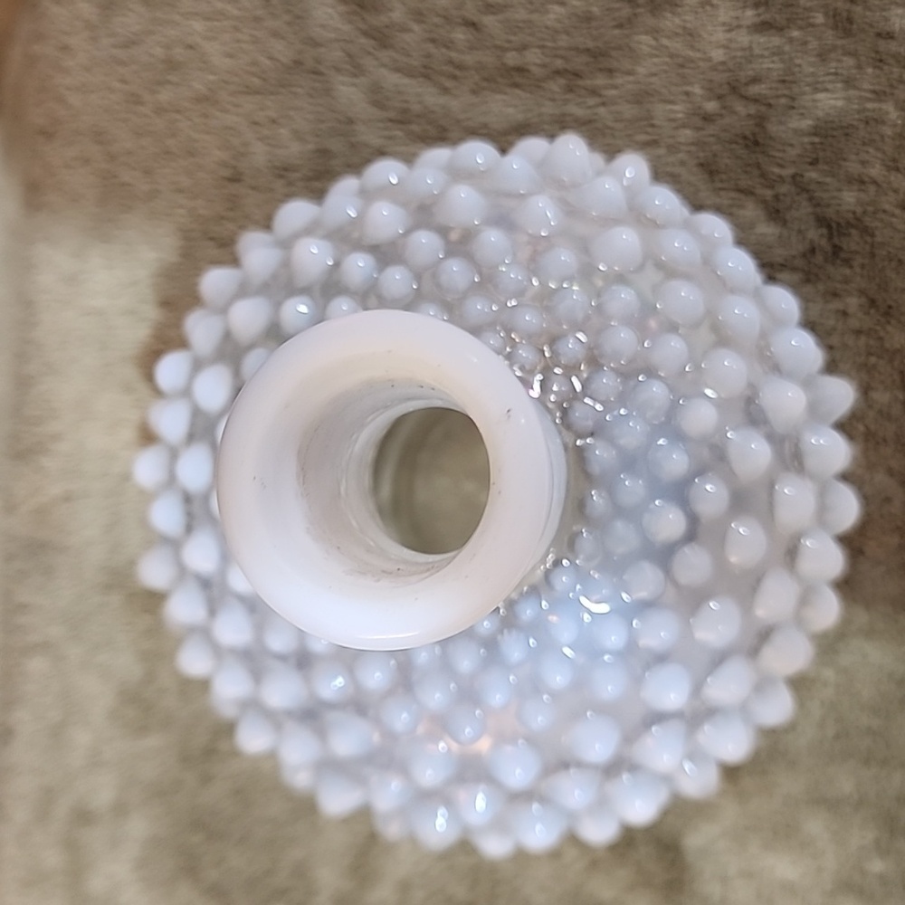 Opalescent Glass 5" Hobnail Parfum Bottle, Vintage 1940s - Picture 3 of 4